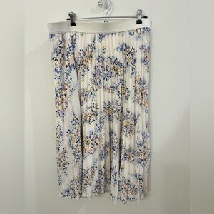 Vince Camuto Pleated Cream Floral Midi Skirt
